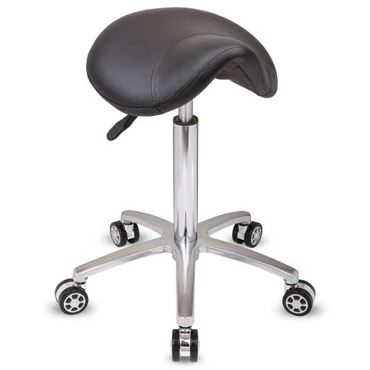 Staboos Rolling Stool up to 160 kg - Saddle Seat with Gel Cushion - Practice Stool with Wheels - Height-Adjustable Swivel Stool (55 cm to 75 cm) Saddle Stool