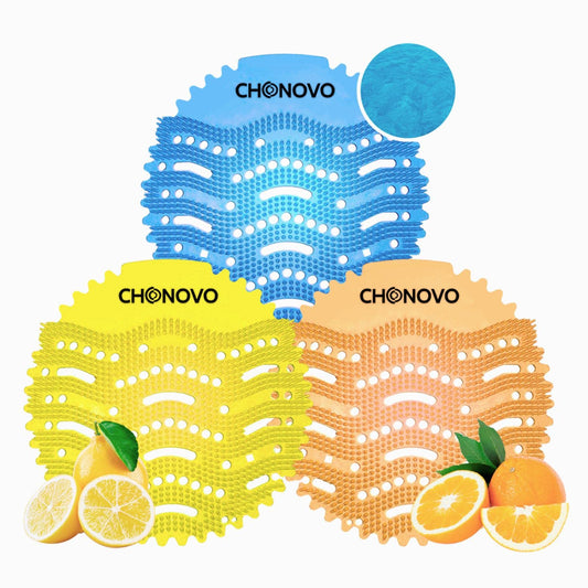 36 pieces of urinal screens with scent, urinal screen splash guard air freshener individually packaged for toilet guest bathrooms public restrooms urinal - 12 pcs sea breeze, 12 pcs lemon, 12 pcs orange.