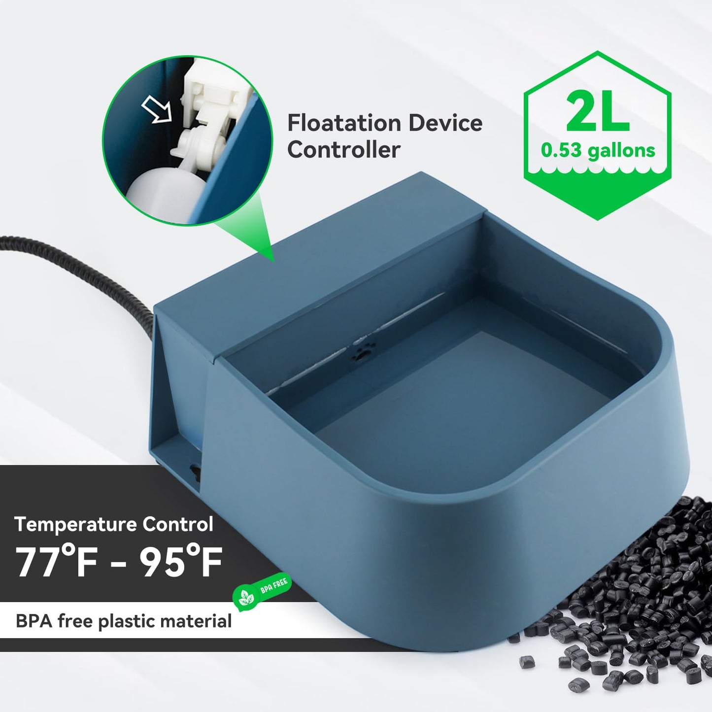 NAMSAN Heated Water Bowl Anti-Freeze Water Bowl with Floater Drinking Bowl with Water Connection for Dogs/Cats/Rabbits/Chickens