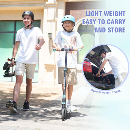 RCB R15 E-Scooter for kids (8-12-16 years) - up to 20 km/h, Max. range 16 km, Foldable electric scooter for kids, Gift for children and teens (Black-Orange)
