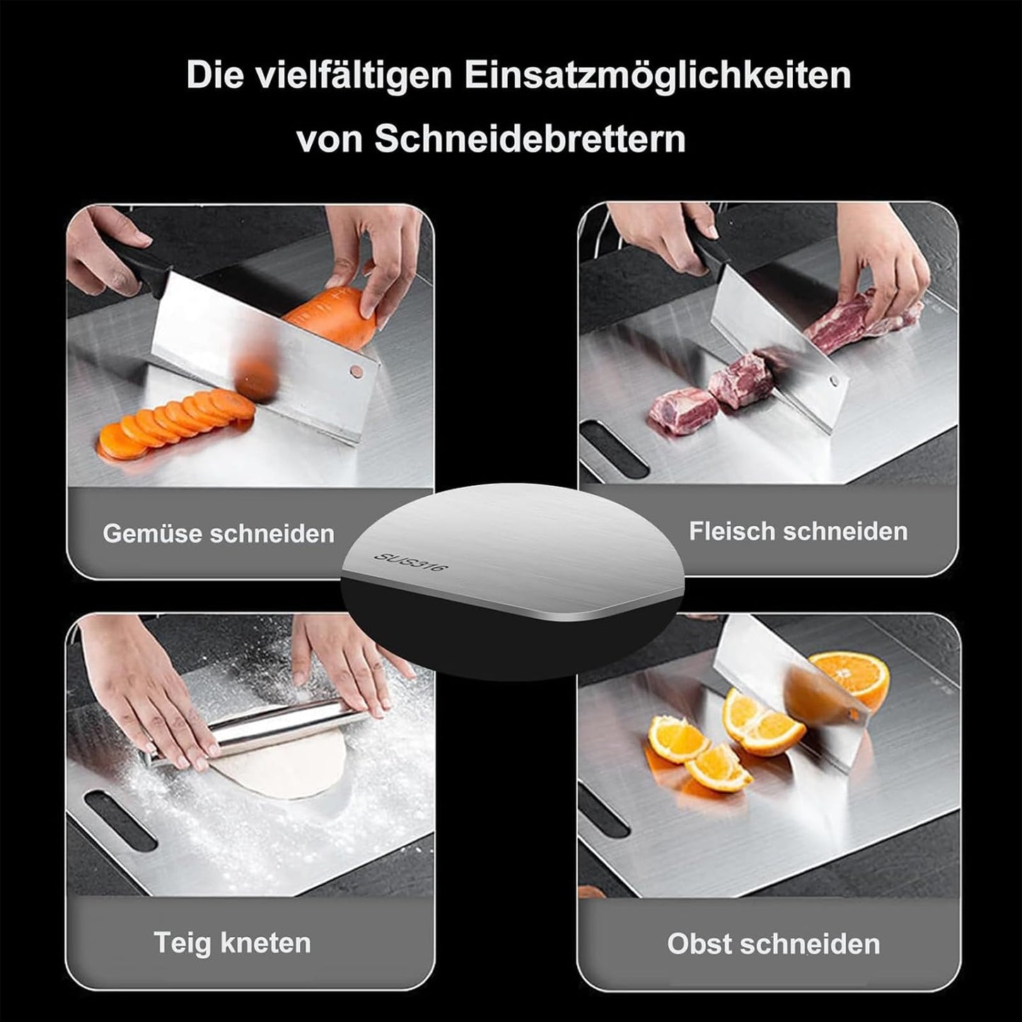 Titan cutting board, 100% stainless steel 316 cutting board, 2025 Antibacterial Double-sided Food Grade Titanium Cutting Board, kitchen board breakfast board dishwasher safe (29 * 20cm)