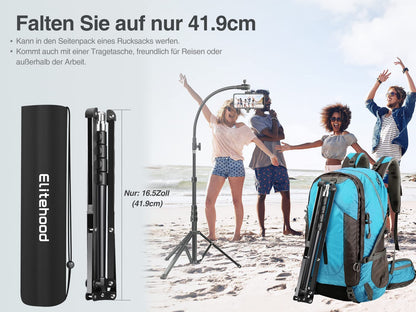 Elitehood 205cm tall phone tripod, flexible overhead iPhone tripod with 43cm adjustable gooseneck, heavy-duty aluminum tripod for iPhone 14 13 12 Pro Max Mini/Android smartphone