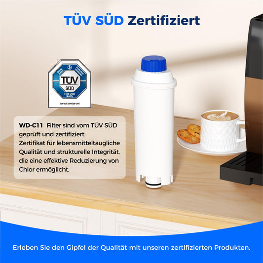 Waterdrop Coffee Filter, replacement for De'Longhi® water filter DLSC002. Compatible with De'Longhi® Magnifica® S, Eletta® Explorer, Dinamica®, and ECAM series coffee machines and espresso makers (4).