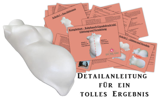 XXL baby bump casting kit | 24m plaster bandages with professional finishing materials | Belly cast with detailed instructions | 3D gift for pregnant women, the perfect belly casting set