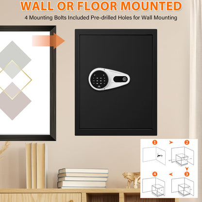 57L Large Touch Screen Safe, Fireproof Waterproof, with Combination Lock and Silent Mode, for Cash Valuables Documents