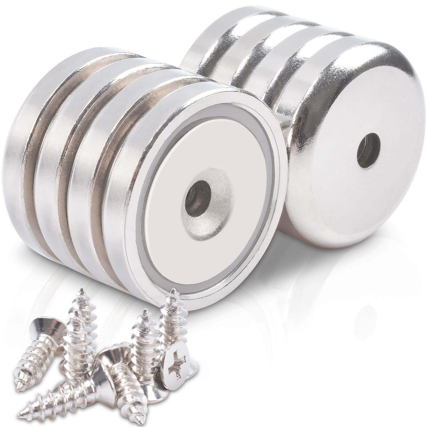 MIN CI 8 Pieces Neodymium Magnet Large, 50kg(110lbs) Magnets Strong Neodymium Magnets with Hole 36x7mm Strong Magnets Screws for Magnetic Board Kitchen Tools Keys Pot Magnet