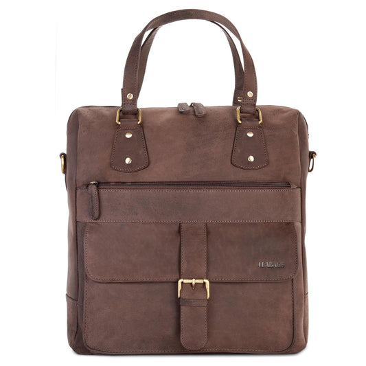 LEABAGS leather handbag for women I premium genuine leather shoulder bag I women's shoulder bag I women's bag I tote bag for work college school leisure I 36 x 37 x 10 cm I dark brown nature