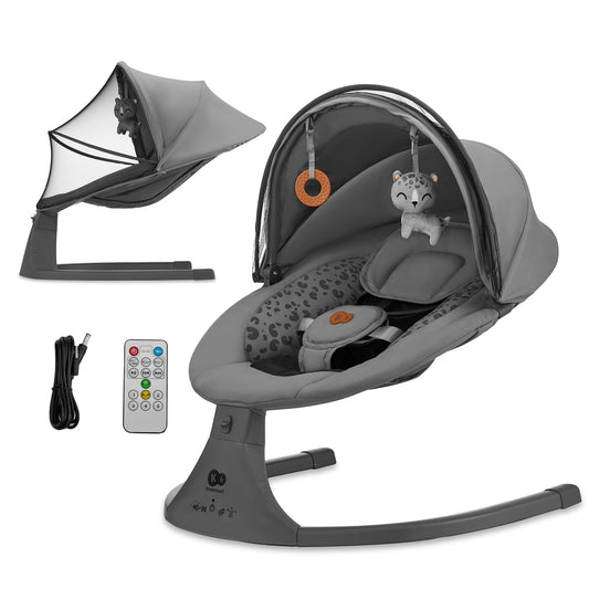 Children's LUMI 2 Baby Bouncer, Electric Baby Swing, From Birth to 9 Months, Adjustable Height, 5 Swing Modes, 12 Melodies, Toy Arch, Dark Grey