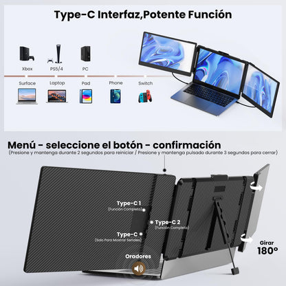 SMISEACOW Portable Monitor S2 - Mobile laptop screen extension 14 inch FHD 1080P portable monitor laptop screen extender HDMI extension