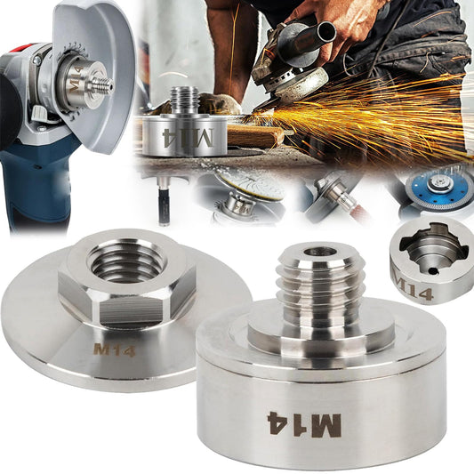 Angle grinder accessory, M14 X-LOCK adapter with M14 locking nut for attaching to M14 thread. Suitable for angle grinder cutting blade diamond bit stainless steel adapter + M14 flange locking nut.