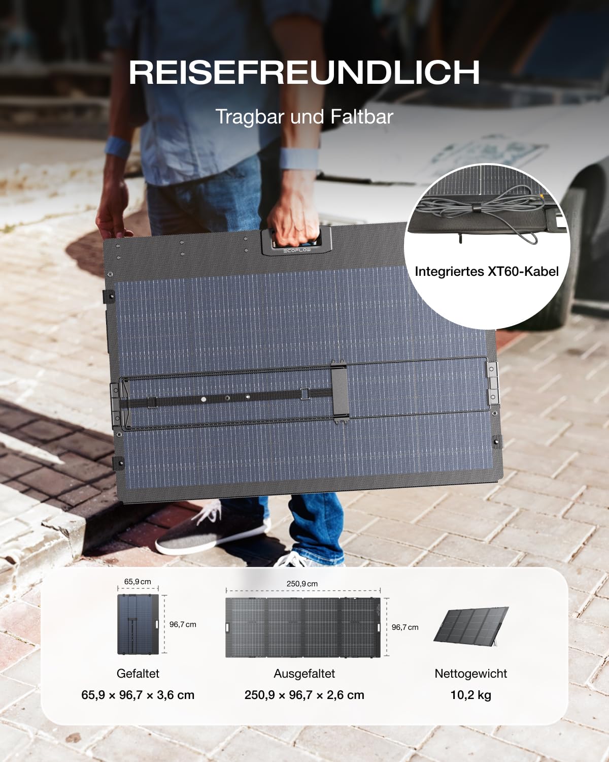 ECOFLOW 400W Portable Solar Panel with 0% VAT, Foldable solar module for Delta Pro/Delta Max/Delta Portable Power Station, Bifacial design, 25% efficiency, Solar system for outdoor garden balcony camping.
