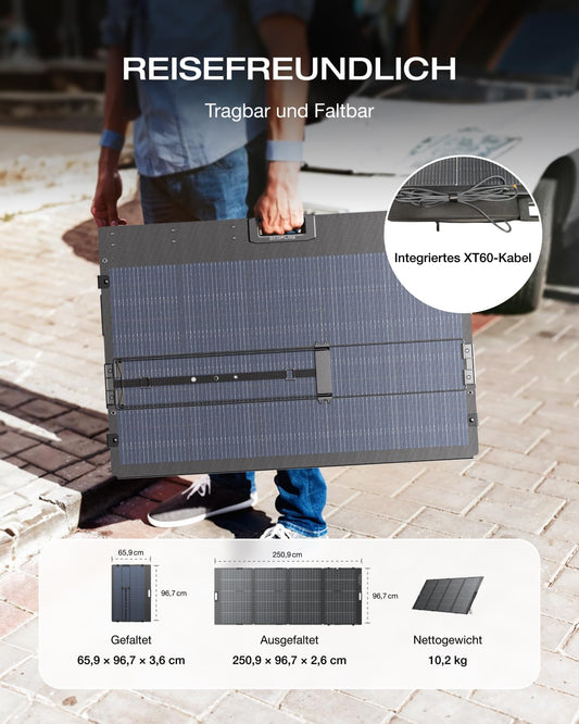 ECOFLOW 400W Portable Solar Panel with 0% VAT, Foldable solar module for Delta Pro/Delta Max/Delta Portable Power Station, Bifacial design, 25% efficiency, Solar system for outdoor garden balcony camping.