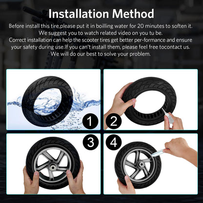 OUXI 10x2.125 inch Solid Replacement Tire with 1 Installation Tool for Electric Scooters Full Rubber Tyre, 10x2.125 inch Replacement Wheels, Full Rubber Tyre, High Elasticity Electric Scooter Tire