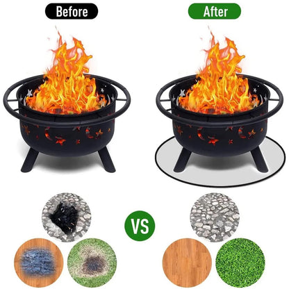 60 cm round fire pit mat, fire pit mat, grill fireproof base, fireproof base, fire bowl mat, for grill, lawn, garden, ground, backyard