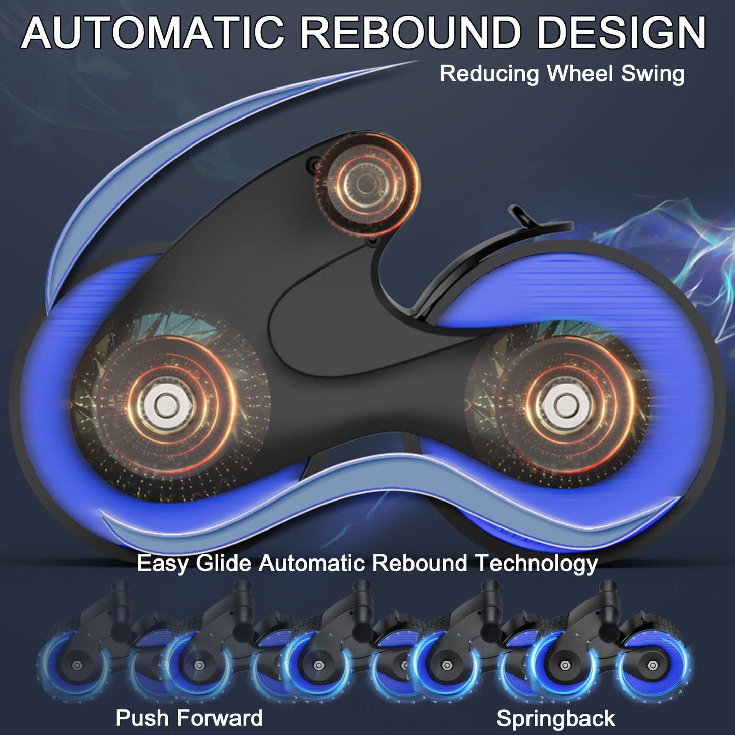 Automatic rebound abdominal roller, ab muscle trainer, with mat, roller for ab workout, featuring stable dual wheels and automatic rebound (blue)