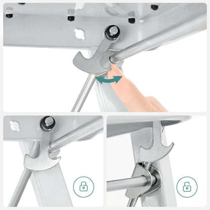 SONGMICs step stool, folding step ladder made of steel, non-slip step surface, can hold up to 150 kg, unfolded size 32 x 44 x 17.5 cm, white GSL01WT