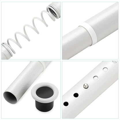 KINLO 210-260cm telescopic shower curtain rod without drilling in beige. Adjustable stainless steel rod for curtains in shower and bathtub.