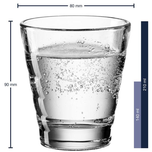 LEONARDO HOME Onda water glasses, 12 pieces (1 pack), dishwasher-safe juice glasses, glass drinking cups with pattern, 12 pieces, 210 ml, 300 ml, clear, 011019