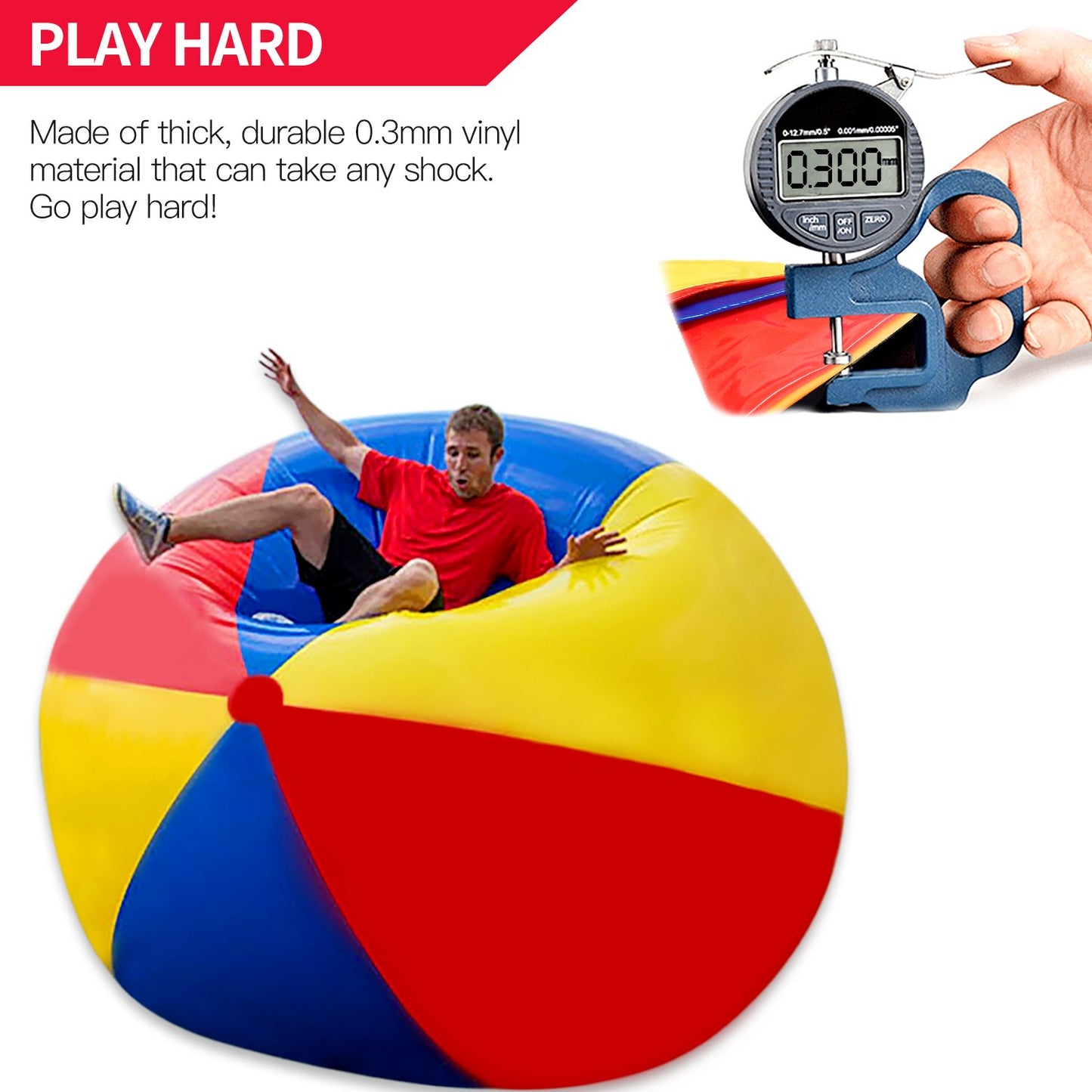 Novelty Place Giant Inflatable Beach Ball, Pool Toy for Kids & Adults - Jumbo Size 5 Feet (60 Inches)