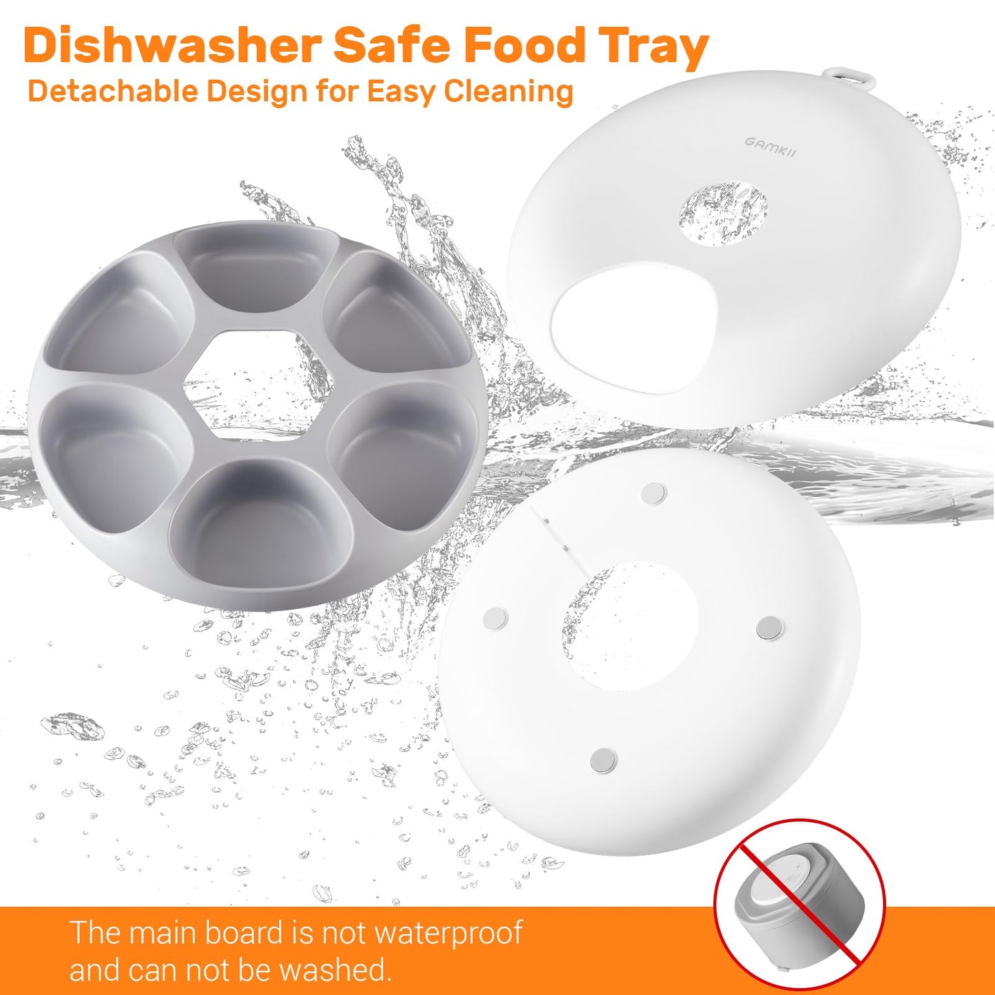 Automatic cat feeder for wet food, 6 meals cat feeder with 2 ice packs, programmable timer, rechargeable cordless automatic pet feeder.