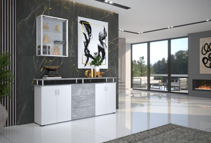 VCM wall display case glass cabinet shelf unit hanging showcase without lighting White "Udina"