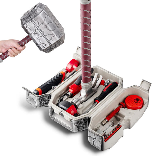SHDITHOTV Thor Hammer Tool Set, Multifunctional Hammer Toolbox, Excellent Novelty Gift for Men, Silver