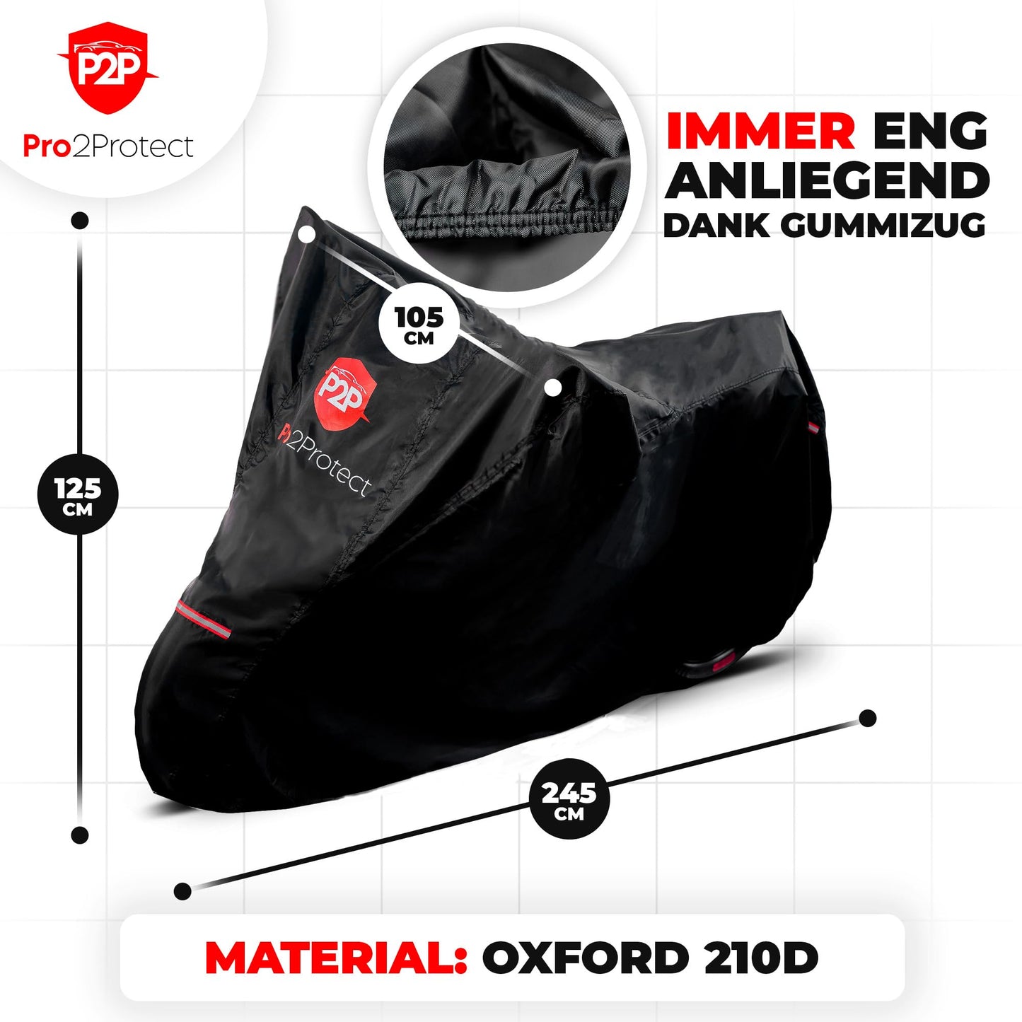 [ Test VERY GOOD ] Pro2Protect Motorcycle Cover 100% WATERPROOF weatherproof, Outdoor Cover for Moped Scooter Vespa Motorbike, Garage for Motorcycle Covers Motorcycle Cover Accessories