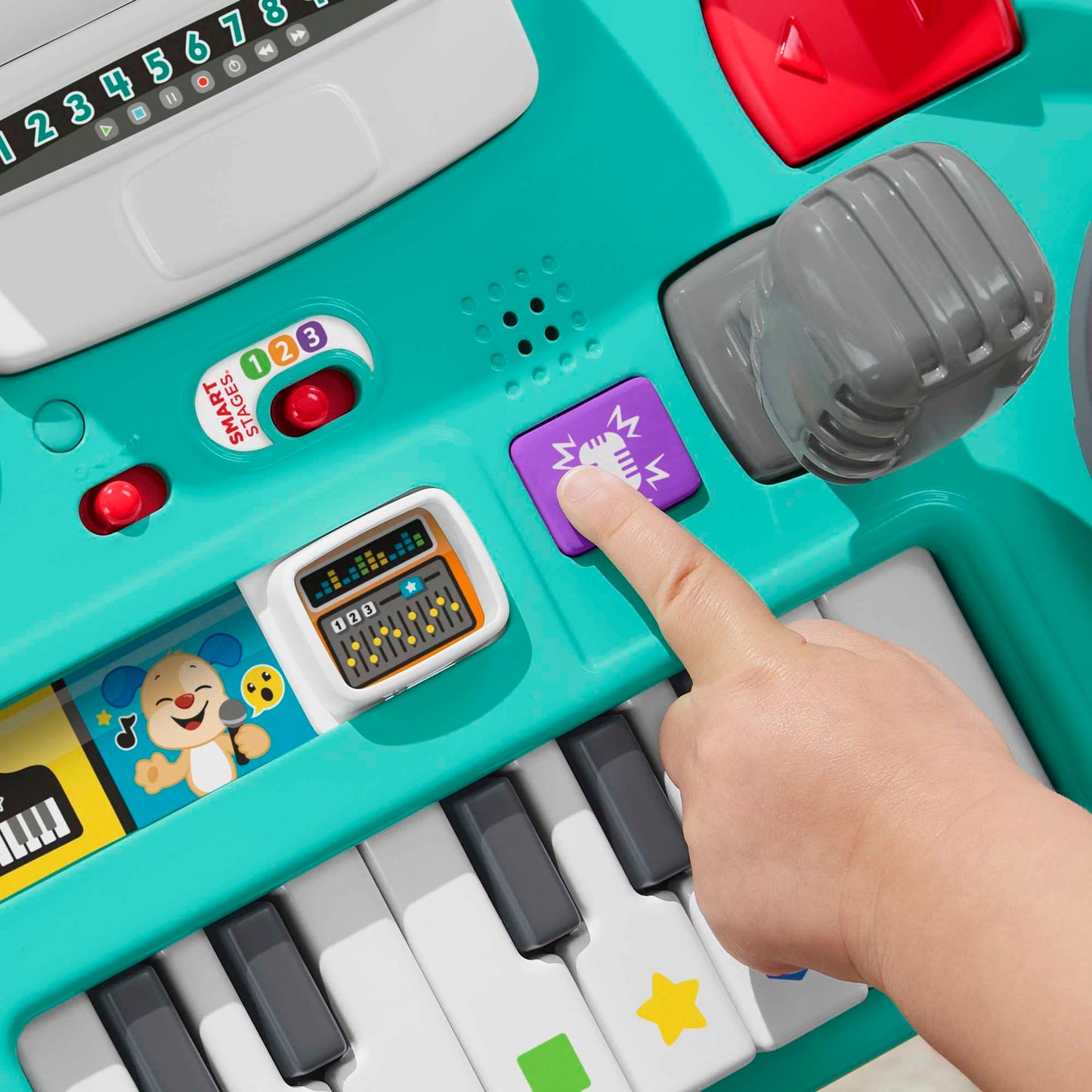 Fisher-Price Laugh & Learn DJ Play Table - musical learning toy with 3 piano play modes, lights, Version: UK English, HRB66