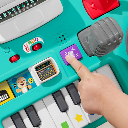 Fisher-Price Laugh & Learn DJ Play Table - musical learning toy with 3 piano play modes, lights, Version: UK English, HRB66