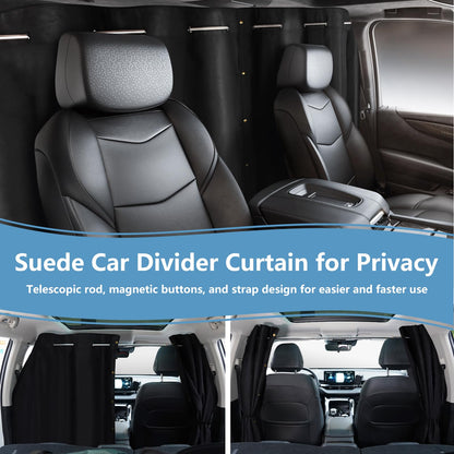 ZATOOTO Car Curtains Privacy Curtains Inside, Thicker Suede Fabric Car Window Curtain for Travel Camping Sleeping, Blackout Car Window Sunshade for Most Vans 160*100cm