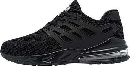 LARNMERN Work Shoes Men Women Safety Shoes S1 Steel Toe Shoes Slip Resistant SRC Lightweight Sporty Air Cushion Breathable Cushioning (42.5EU, Black L213057)