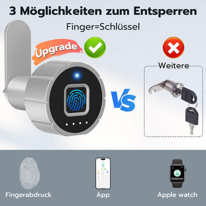 Fingerprint lock, Eseesmart mailbox lock, furniture lock with fingerprint APP, electronic cabinet lock with 3 locking tongues, drawer lock for locker house office 30mm.