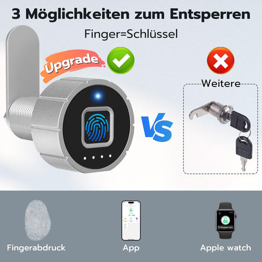 Fingerprint lock, Eseesmart mailbox lock, furniture lock with fingerprint APP, electronic cabinet lock with 3 locking tongues, drawer lock for locker house office 30mm.