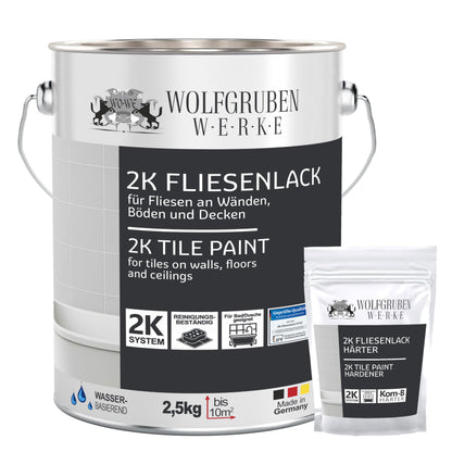 2K tile paint - paint for kitchen, bathroom, wall & floor tiles - anthracite grey similar to RAL 7016 - 2.5kg