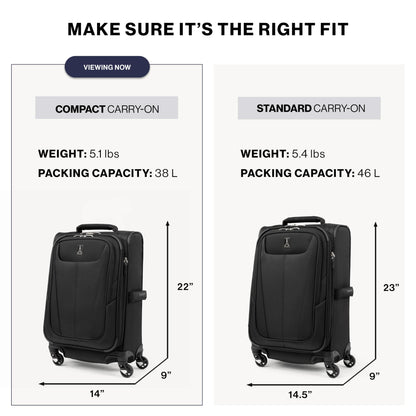 Travelpro Maxlite 5 Softside expandable carry-on with 4 spinner wheels, Lightweight suitcase, Men and women, Azur Blue, compact 51 cm carry-on