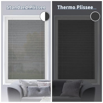 HOMEDEMO Pleated blind without drilling, blackout, thermal pleated blind with clamp fixing, gray 40x110cm (WxH). Blackout pleated blind 100% lightproof for windows, opaque privacy sun protection.