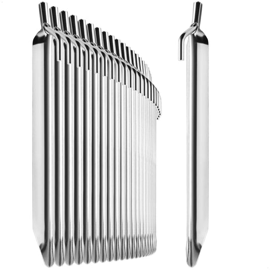 com-four® 32x tent pegs made of steel - sturdy ground stakes in V-shape for camping and outdoor activities - perfect for regular ground