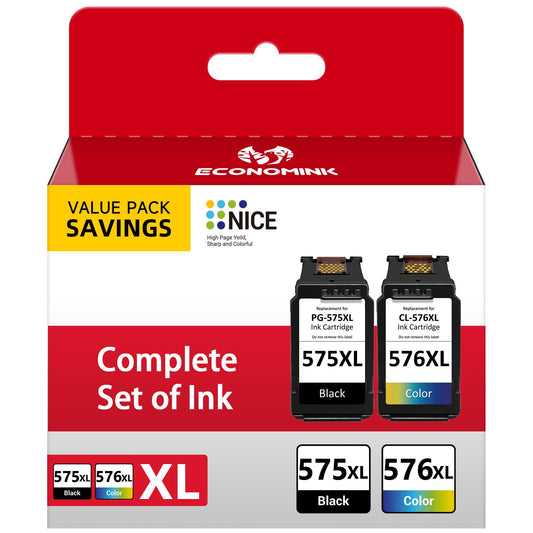 PG-575XL CL-576XL 575 576 cartridges Compatible for Canon printer cartridges 575 576, 575XL 576XL Multipack Compatible for Canon Pixma TS3550i cartridges TS3550i TS3551i TR4750i TR4751i (1 Black, 1 Color)