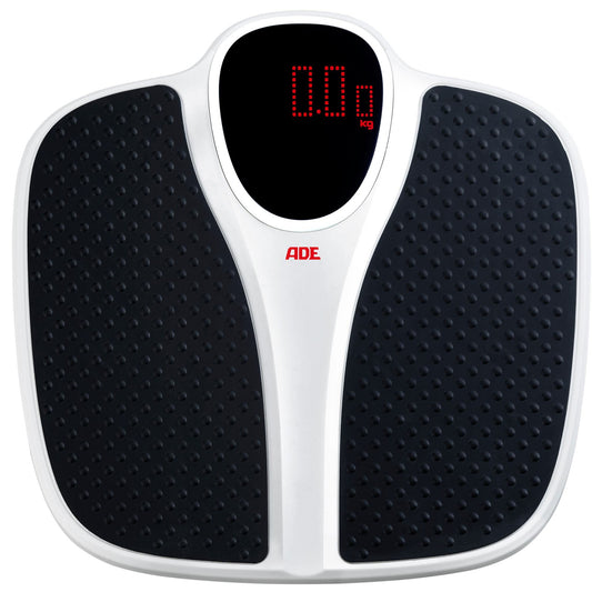 ADE digital personal scale up to 200 kg | extra wide weighing surface with non-slip rubber mat | bathroom body scale with large display | professional scale with high weight capacity