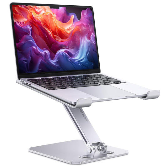 OMOTON Aluminum Laptop Stand Height Adjustable, Ergonomic Foldable Notebook Stand, Laptop Holder for laptops like MacBook Pro/Air (11-16 inch), Silver
