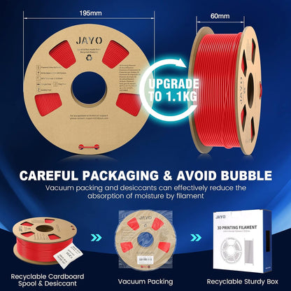 JAYO PLA+ Filament 1.75mm, PLA Plus 3D Printer Filament 1.1kg Spools, Dimensional Accuracy +/- 0.02, Transparent Blue PLA+