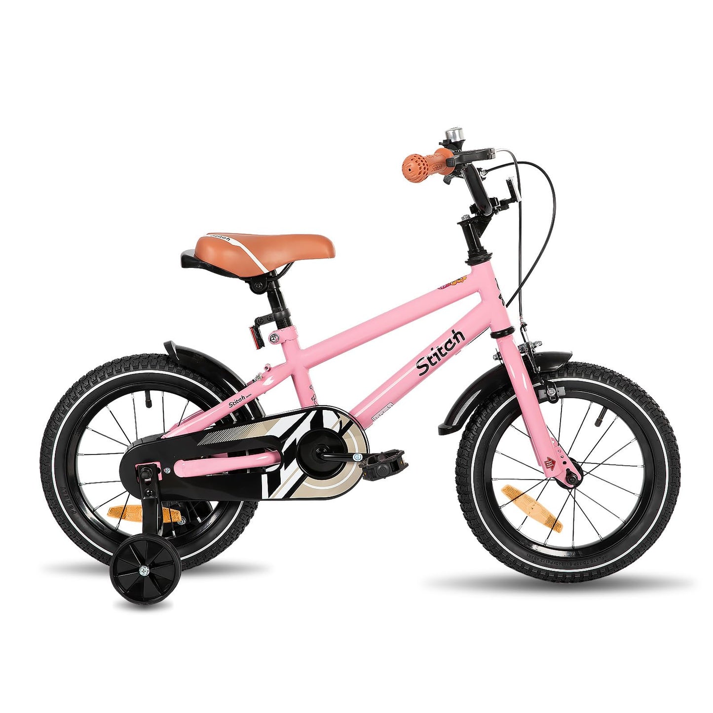 The STITCH 16-inch children's bike for 5-7 year old boys, 16-inch bike for boys with training wheels, Pink.