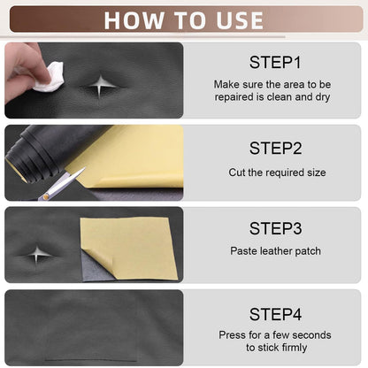 TOJUNE Faux Leather Self-Adhesive 60 X 200 cm, Self-Adhesive Leather Patch Repair Kit for Sofas, Furniture Repair, Kitchen Cabinets, Car Seats (Black)