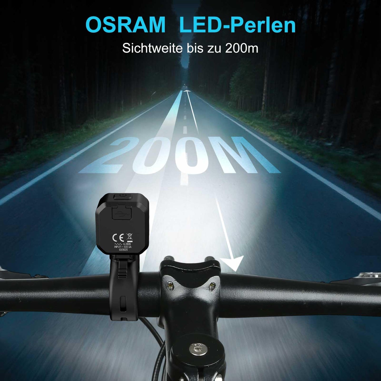 toptrek Bike Light Set USB Rechargeable, StVZO Approved Bike Lights LED Set, IPX5 Waterproof Bike Lighting Set, Low Battery Reminder, Front & Rear Light Set
