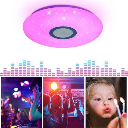 JDONG LED ceiling light with remote control and app, Bluetooth speaker, memory function, color changing, 54W warm/cold white, white noise, timer function, living room lamp bedroom ceiling lamp.