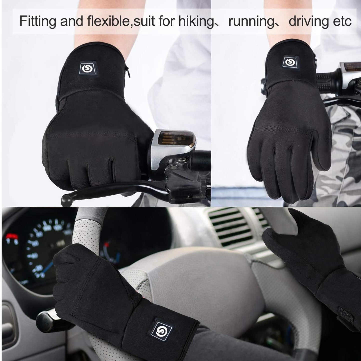 Electric heated gloves for men and women, rechargeable heated winter gloves for outdoor biking, motorcycling, skiing, snowboarding, and hunting.