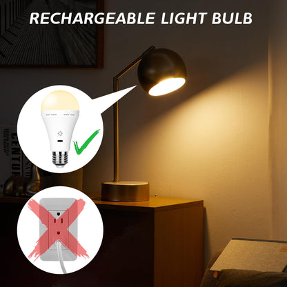 USB-C Rechargeable Bulb With Remote Control, 7W E27 Smart Battery Bulb, Touch Control Dimmable LED Bulbs With Timing Function, Outdoor Camping Emergency Light With Hook, 6500k/2 pack