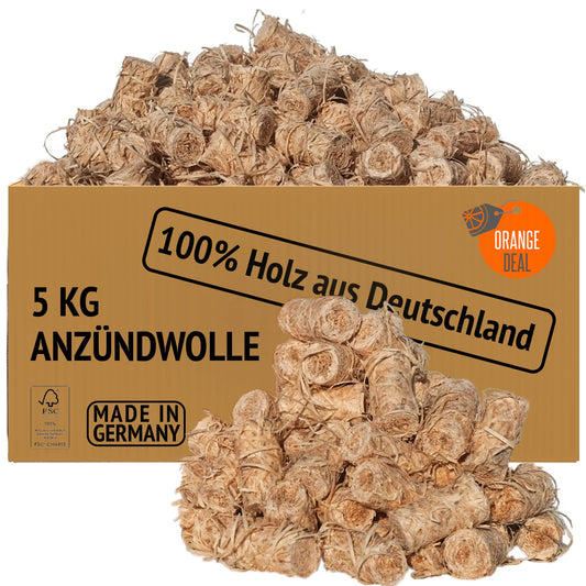 Lighter wood wool 5kg (approx. 400 pieces), fireplace starter, grill starter, firelighters, stove starter, fire starter, wood wool starter, grill starter, wood starter, fireplace starter, also available in 2kg and 10kg.