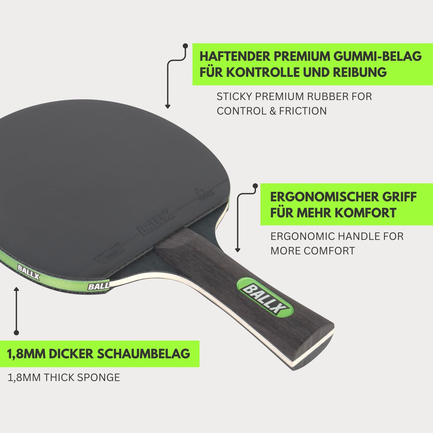 BALLX® Table Tennis Racket Set DoubleStrike 2000 including bag & balls [PRO Carbon] - Professional Table Tennis Racket Set - Table Tennis Set - Table Tennis Racket - Table Tennis Paddles - Carbon Racket