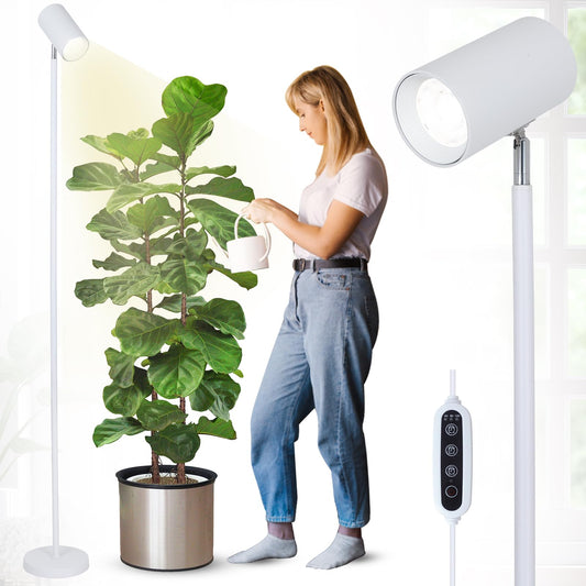 Rayofly LED Full Spectrum Plant Lamp, 20W White Grow Light for indoor plants, Adjustable height LED Grow Lamp with Timer 4/8/12H, Stand Grow Light for large plants or seeds.